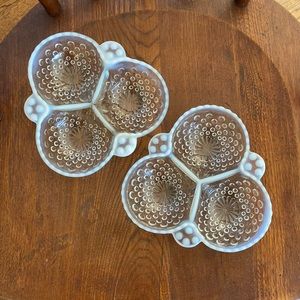 Antique Anchor Hoking Hobnail Moonstone Opalescent Condiment Bowls